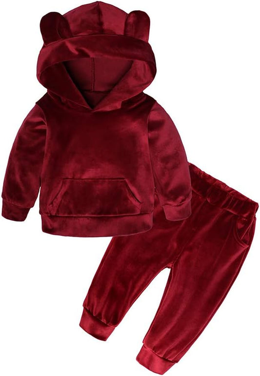 "Velvet Chic: 2-Piece Toddler Girl Sweatshirt and Pant Set"
