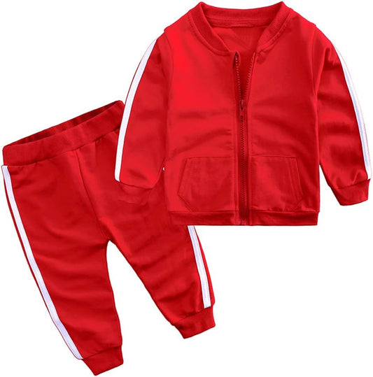 Cozy Cotton Tracksuit Set for Baby Boys and Girls: Sweatshirt Top, Sweatpants, and Zipper Coat Outfits